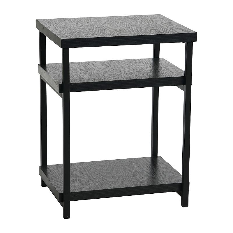 Small Side Table with 3 Storage Shelves