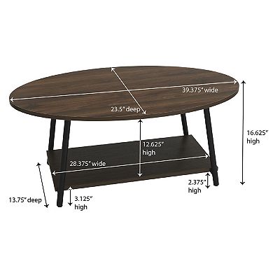 Household Essentials 2-Tier Oval Coffee Table