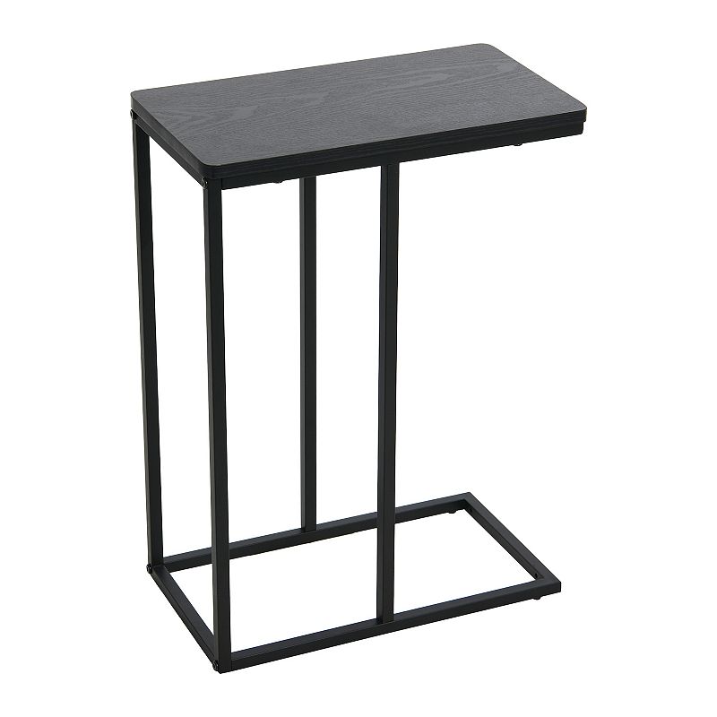  MKYOKO C Shaped Side Table for Couch, End Table, Solid Wood  Tables for Coffee and Snack, Rustic Brown and Black (Color : Black) : Home  & Kitchen