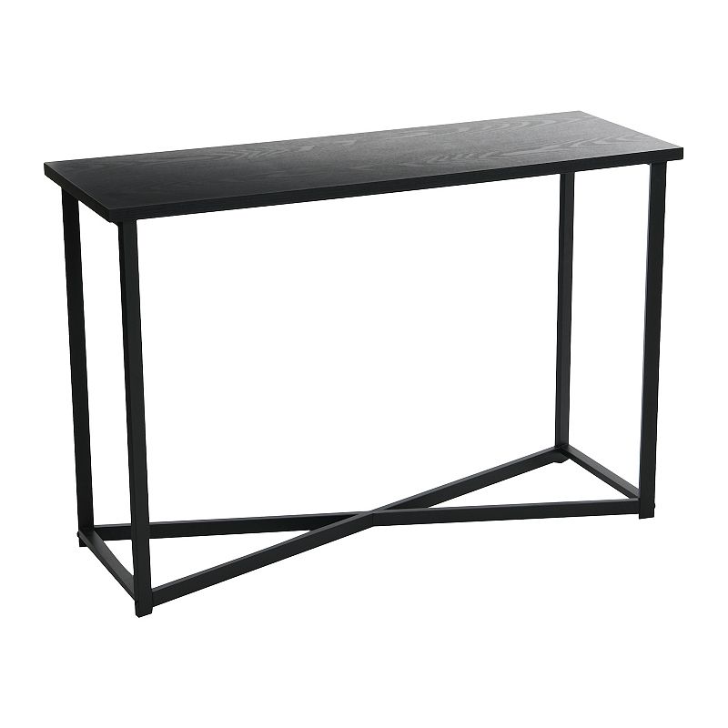 Black Steel and Faux Wood Black Oak Finish Sofa Table