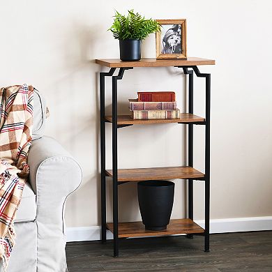 Household Essentials 3-Shelf Mid-Century Modern Bookcase Floor Decor