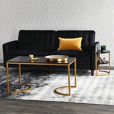 Household Essentials Mid-Century Elegant Curve Modern Coffee Table