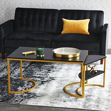 Household Essentials Mid-Century Elegant Curve Modern Coffee Table