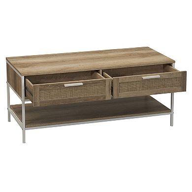 Household Essentials Modern 2-Drawer & Lower Shelf Coffee Table