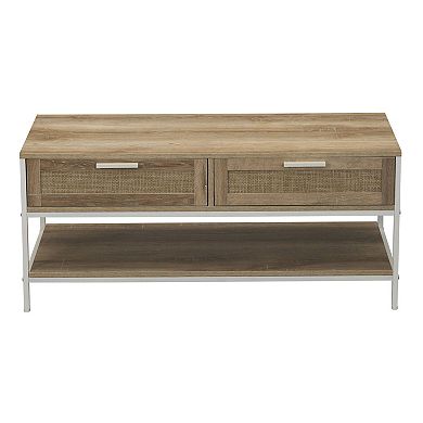 Household Essentials Modern 2-Drawer & Lower Shelf Coffee Table