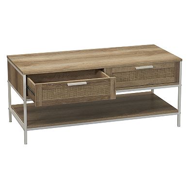 Household Essentials Modern 2-Drawer & Lower Shelf Coffee Table