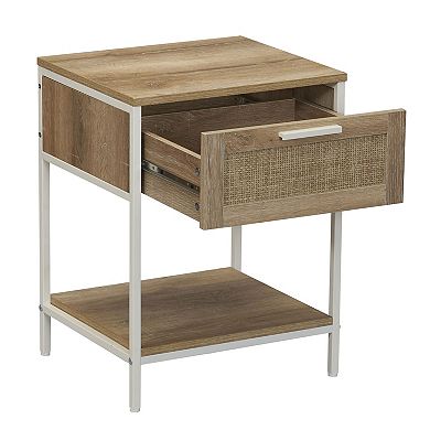 Household Essentials Modern Accent Table with Drawer & Shelf