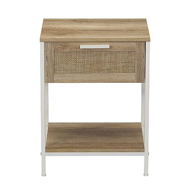 Household Essentials Modern Accent Table with Drawer & Shelf