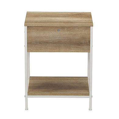 Household Essentials Modern Accent Table with Drawer & Shelf