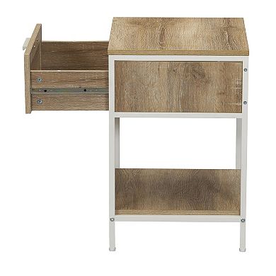 Household Essentials Modern Accent Table with Drawer & Shelf