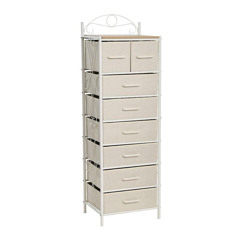 Household Essentials 8-Drawer Storage Cabinet, Coastal  White