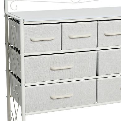 Household Essentials 8-Drawer Console Table with Shelf