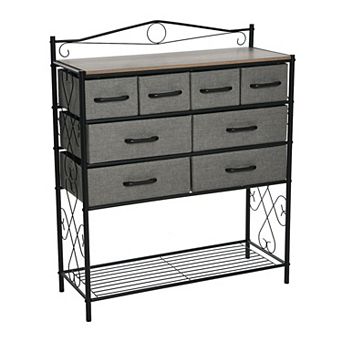 Household Essentials 8-Drawer Console Table with Shelf