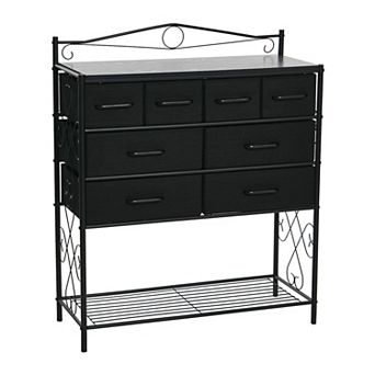 Household Essentials 8-Drawer Console Table with Shelf