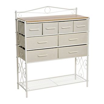 Household Essentials 8-Drawer Console Table with Shelf