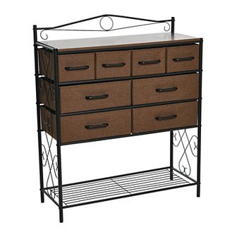 Household Essentials 8-Drawer Console Table with Shelf