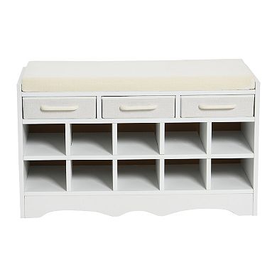 Household Essentials 10-Cubbie & 3-Drawer Shoe Bench