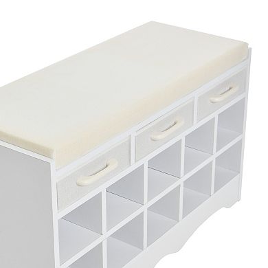 Household Essentials 10-Cubbie & 3-Drawer Shoe Bench