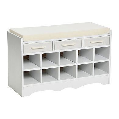 Household Essentials 10-Cubbie & 3-Drawer Shoe Bench