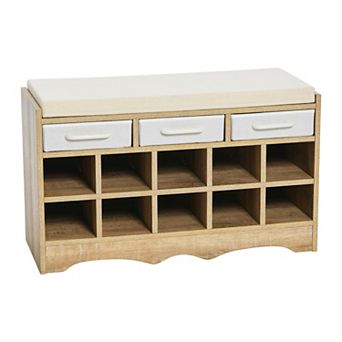 Household Essentials 10-Cubbie & 3-Drawer Shoe Bench