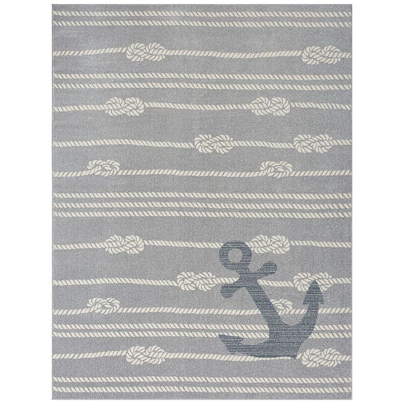 Home Dynamix Marine Anchor Coastal Anchor Indoor Outdoor Area Rug, Silver, 8X10 Ft