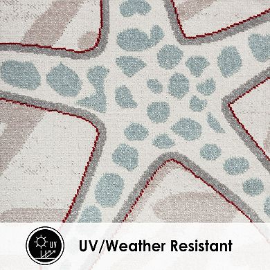 Home Dynamix Marine Coral Coastal Starfish Indoor Outdoor Area Rug