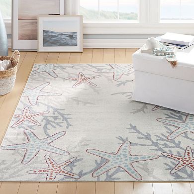 Home Dynamix Marine Coral Coastal Starfish Indoor Outdoor Area Rug