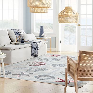 Home Dynamix Marine Sea Shells Coastal Starfish Indoor Outdoor Area Rug