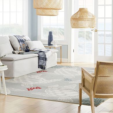 Home Dynamix Marine Sea Turtle Coastal Animal Indoor Outdoor Area Rug