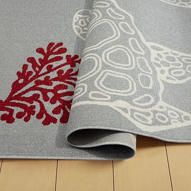 Home Dynamix Marine Sea Turtle Coastal Animal Indoor Outdoor Area Rug