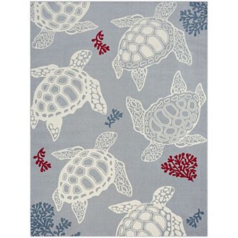Home Dynamix Marine Sea Turtle Coastal Animal Indoor Outdoor Area Rug