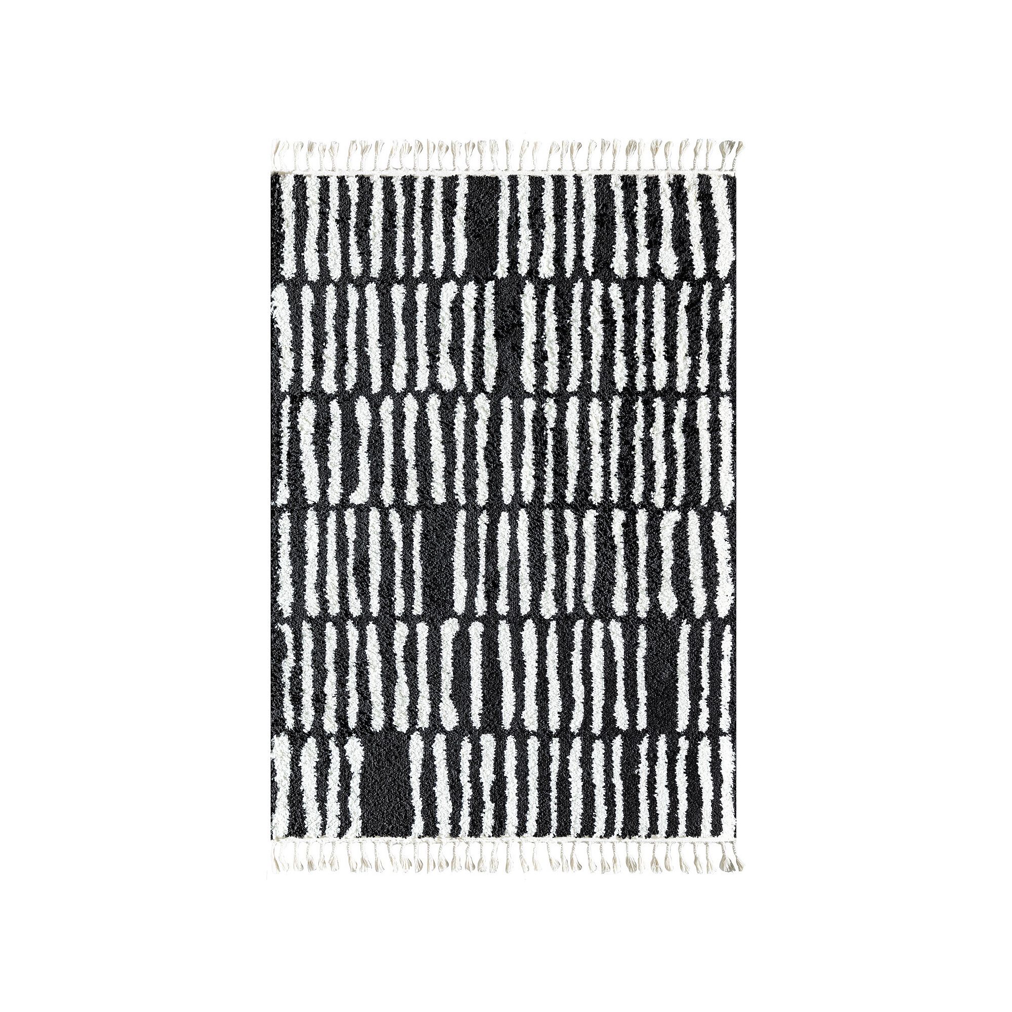CosmoLiving Rugs America Cyprus Modern Stripe Night Odyssey Area Rug, Storm