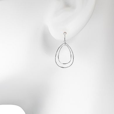 LC Lauren Conrad Silver Tone Nested Teardrop Shape Drop Earrings
