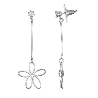 LC Lauren Conrad Silver Tone Open Flower Nickel Free Drop Earrings