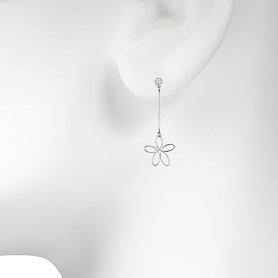 LC Lauren Conrad Silver Tone Open Flower Drop Earrings