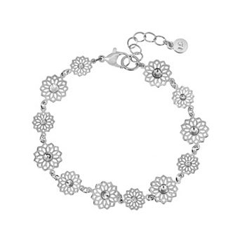 LC Lauren Conrad Silver Tone Floral Filigree Nickel Free Clasp Bracelet