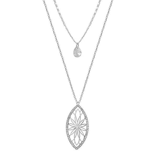 LC Lauren Conrad Filigree Leaf Y Necklace, Women's, Silver