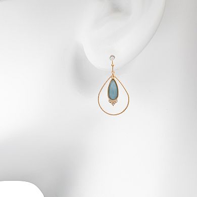 LC Lauren Conrad Gold Tone Pear Drop Hoop Earrings