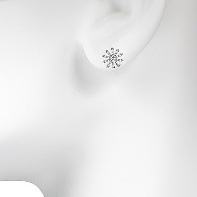 LC Lauren Conrad Silver Tone Baguette Flower Button Earrings
