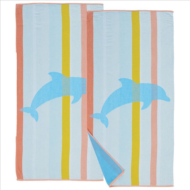 Great Bay Home Boca 2-Pack Tropical Print Beach Towel Set, Multicolor, 30X6