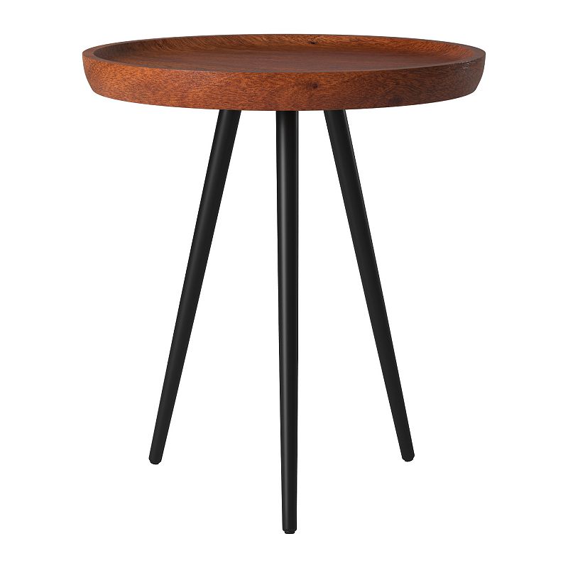 MH LONDON Chervey 23 in. x 21 in. x 21 in. Walnut Round Mango Wood and ...