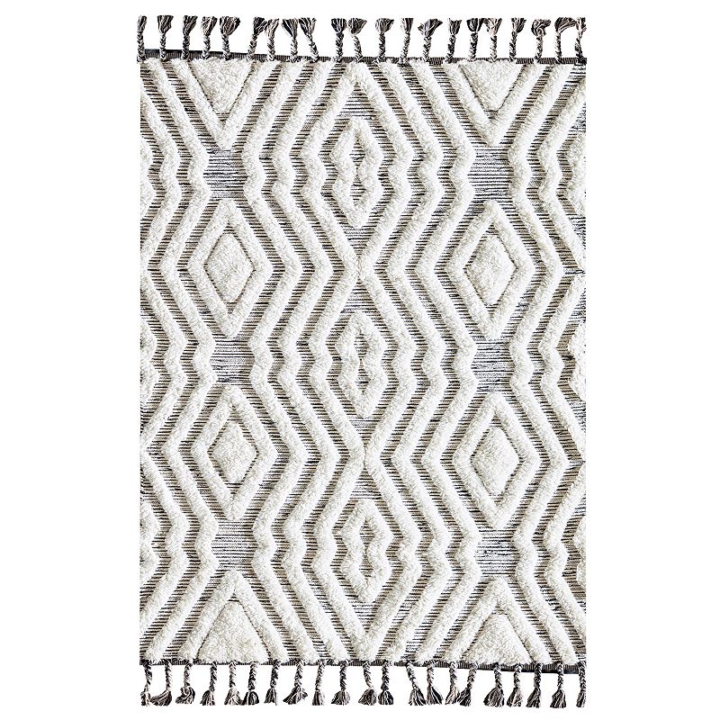 Rugs America Isle Bohemian Diamond Area Rug, White, 8X10 Ft