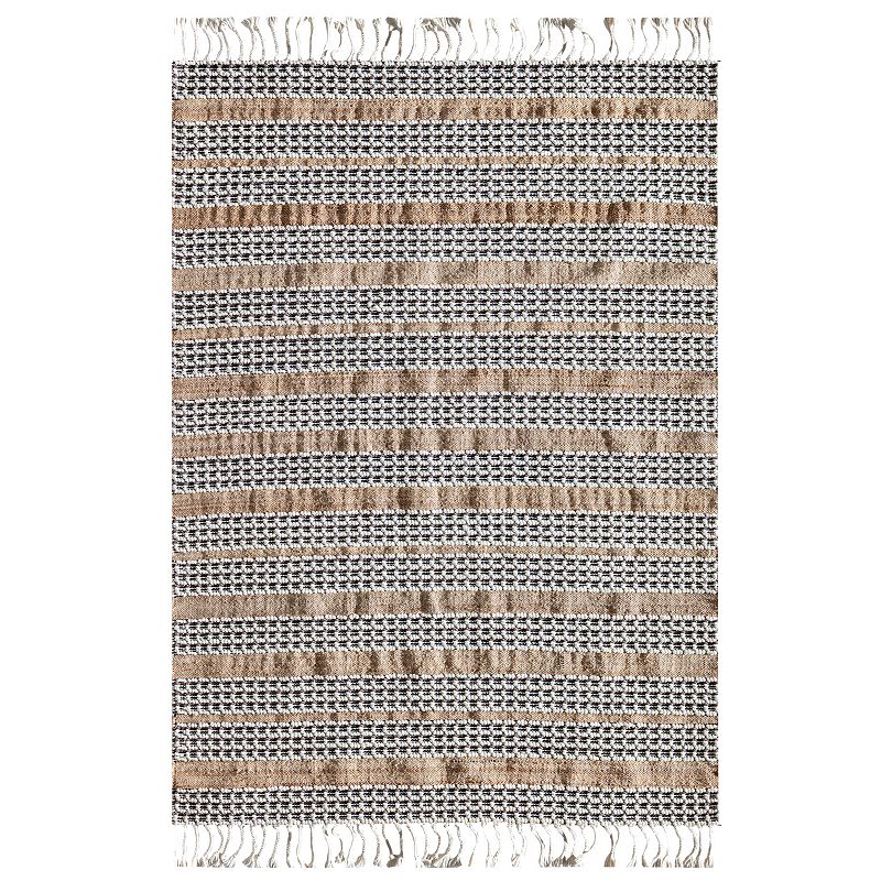 Rugs America Isle Farmhouse Stripe Ribbon Area Rug, Brown, 8X10 Ft