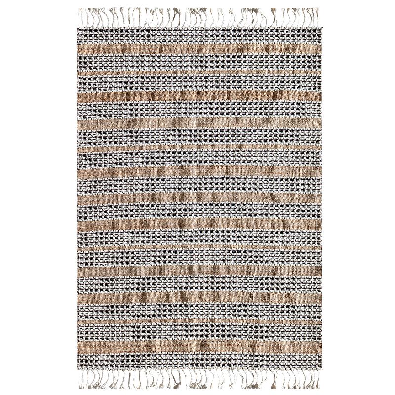 Rugs America Isle Farmhouse Stripe Ribbon Area Rug, Brown, 8X10 Ft