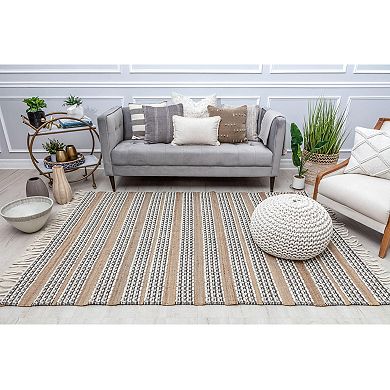 Rugs America Isle Farmhouse Stripe Ribbon Area Rug