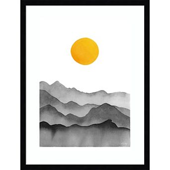 Amanti Art Black Yellow Mountain Framed Wall Art