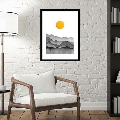 Amanti Art Black Yellow Mountain Framed Wall Art