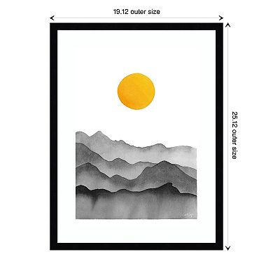 Amanti Art Black Yellow Mountain Framed Wall Art