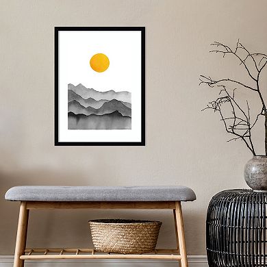 Amanti Art Black Yellow Mountain Framed Wall Art