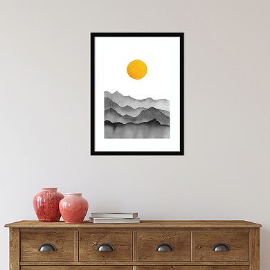Amanti Art Black Yellow Mountain Framed Wall Art